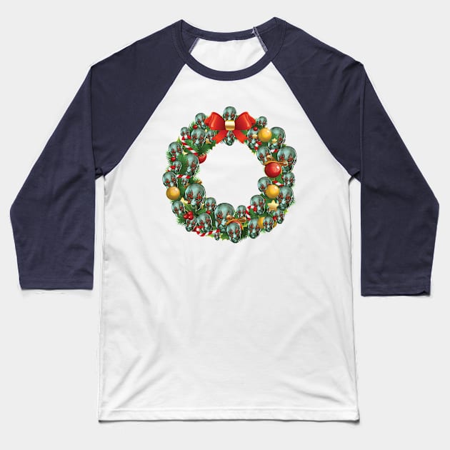 Drax Guardians Of The Galaxy Multiface Christmas Wreath Baseball T-Shirt by Rebus28